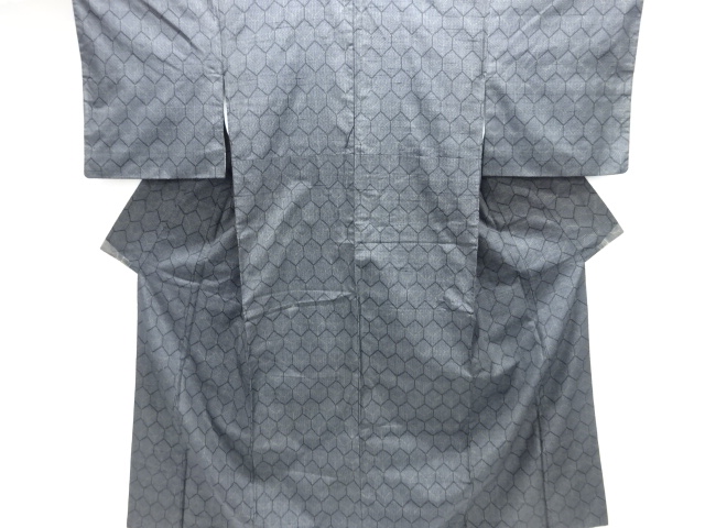 JAPANESE KIMONO / TOKAMACHI TSUMUGI / WOVEN KIKKO PATTERN